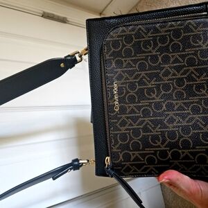 Calvin Klein Black and Brown Monogram Bag